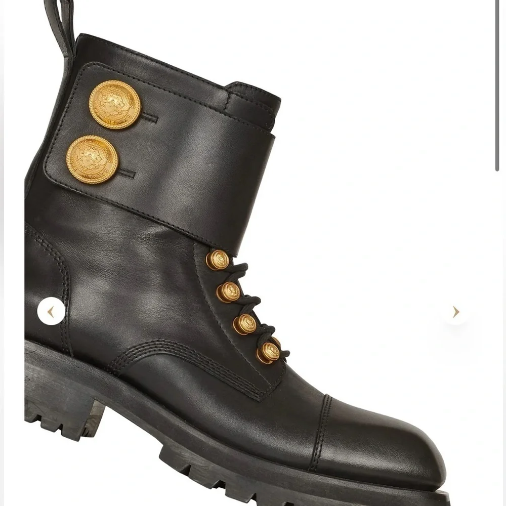 NWT Balmain Paris Ranger Army ankle boots black leather golden hardware - 36 - Picture 4 of 9